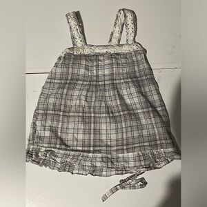 Grey And White Top With Crochet Lace Pattern Strap